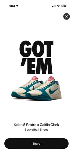Kobe 5 Caitlin Clark scrabble Sz 12