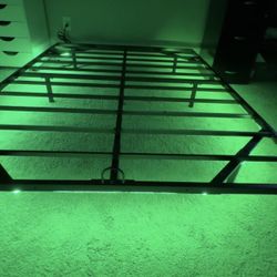 Full Size Floating Metal Bed Frame with Smart LED Lights 