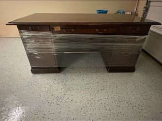 Dark Wood Desk with Drawers