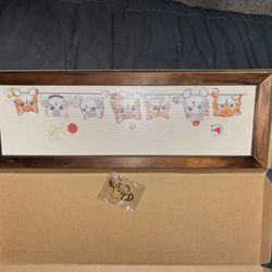 Wooden Framed Cat Key Holder