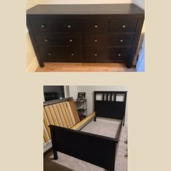 Twin Bed Frame + Dresser 8 Drawers