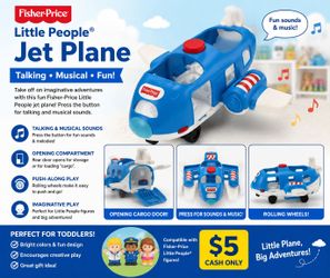 Fisher-Price Little People Talking Musical Jet Plane – Blue Toy Airplane – $5
