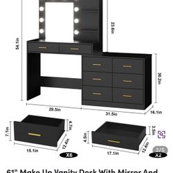 Makeup Vanity Desk With Light and  Mirror