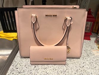 Michael Kors Pink Saffiano Tote Bag and Wallet Set