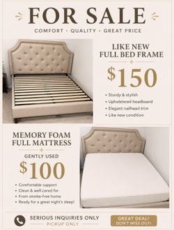 FULL SIZE MEMORY FOAM MATTRESS / BED FRAME