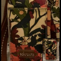 NEW SAKROOTS FLOWER PINK FLORAL BOUQUET WRISTLET SATCHEL WALLET COIN PURSE BILLFOLD CELLPHONE CELL BAG HOLDER