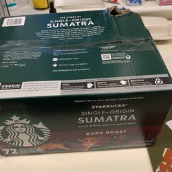 Starbucks Dark Roast K-Cup Coffee Pods, Single-Origin Sumatra, 67 ct. Dark Roast  good sept 26 box has damage 