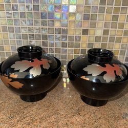 Japanese-Style Plastic Soup Bowls w/ Lids (Set of 2)