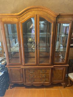 China Cabinet Medium Oak Color, Matching Dining Set Sold Separately