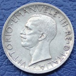 1930 Italy King Vitorio Enmanuele 5 Lire  Silver Coin