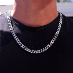 Hip Hop  Chain Silver Tone Stainless Steel 10mm New 