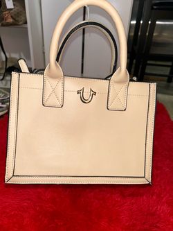 True Religion Cream Structured Tote Handbag