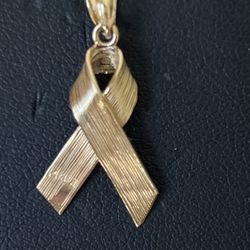 14k Yg 3D Ribbon, Solid Gold , Charm