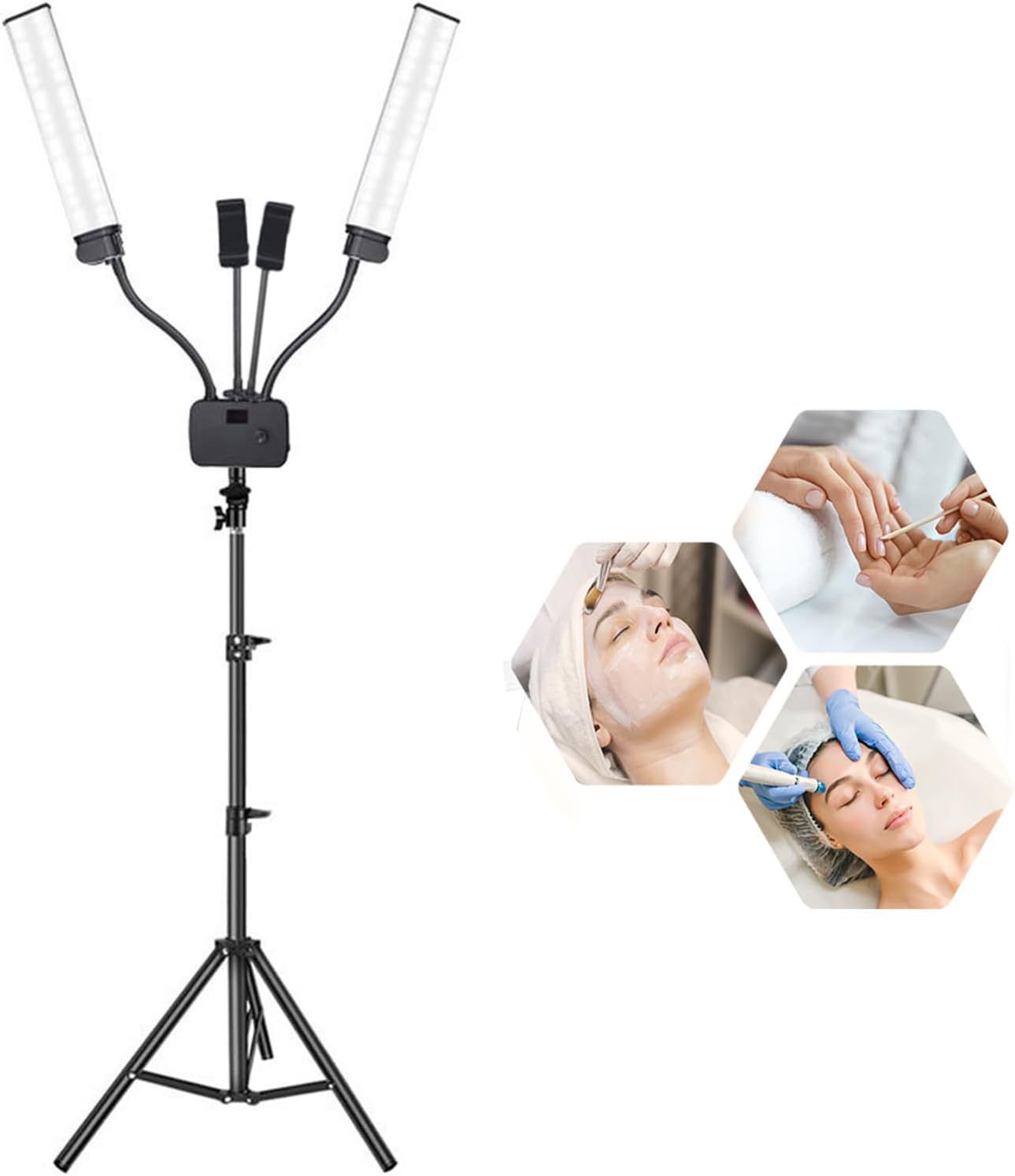 Selfie Floor Lamp for Eyelash Extensions with Tripod Stand and Phone Holder, Portable Tattoo Lash Light for Makeup