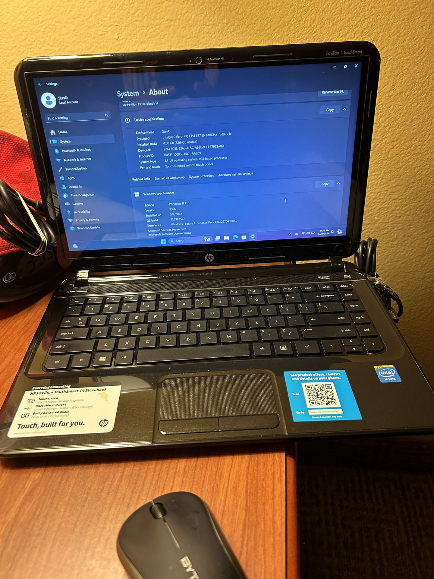 HP Pavilion TouchSmart Laptop