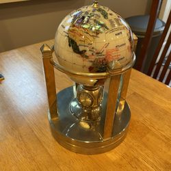 Gold & Stone Rotating Globe With With Clocks