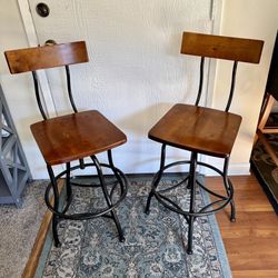 Wood And Metal Bar Stools 