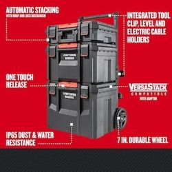 CRAFTSMAN VERSASTACK XL 22-in W x 33.6-in H x 18-in D Red and Black Plastic Rolling Tool Box