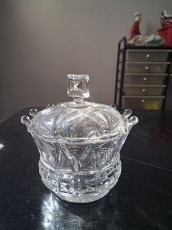 Cut-Glass Candy Jar w/Lid