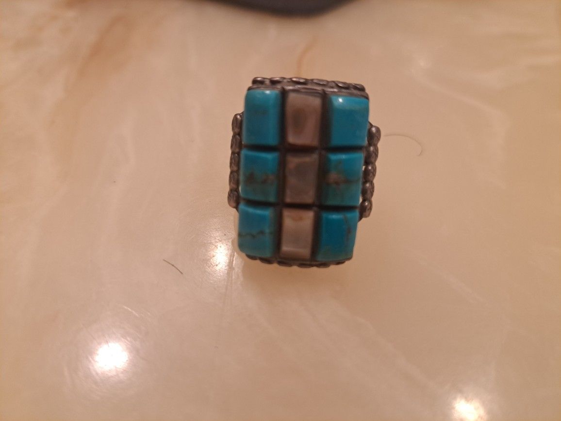 Native Man's Abalone/Turquoise Ring/BEST OFFER 