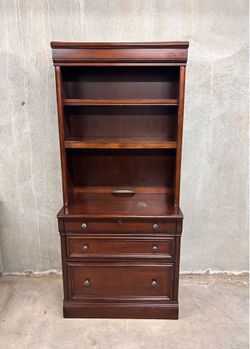 Wooden Bookshelf with Drawers