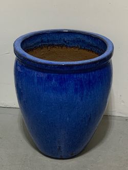 Glazed cobalt blue planter NEW