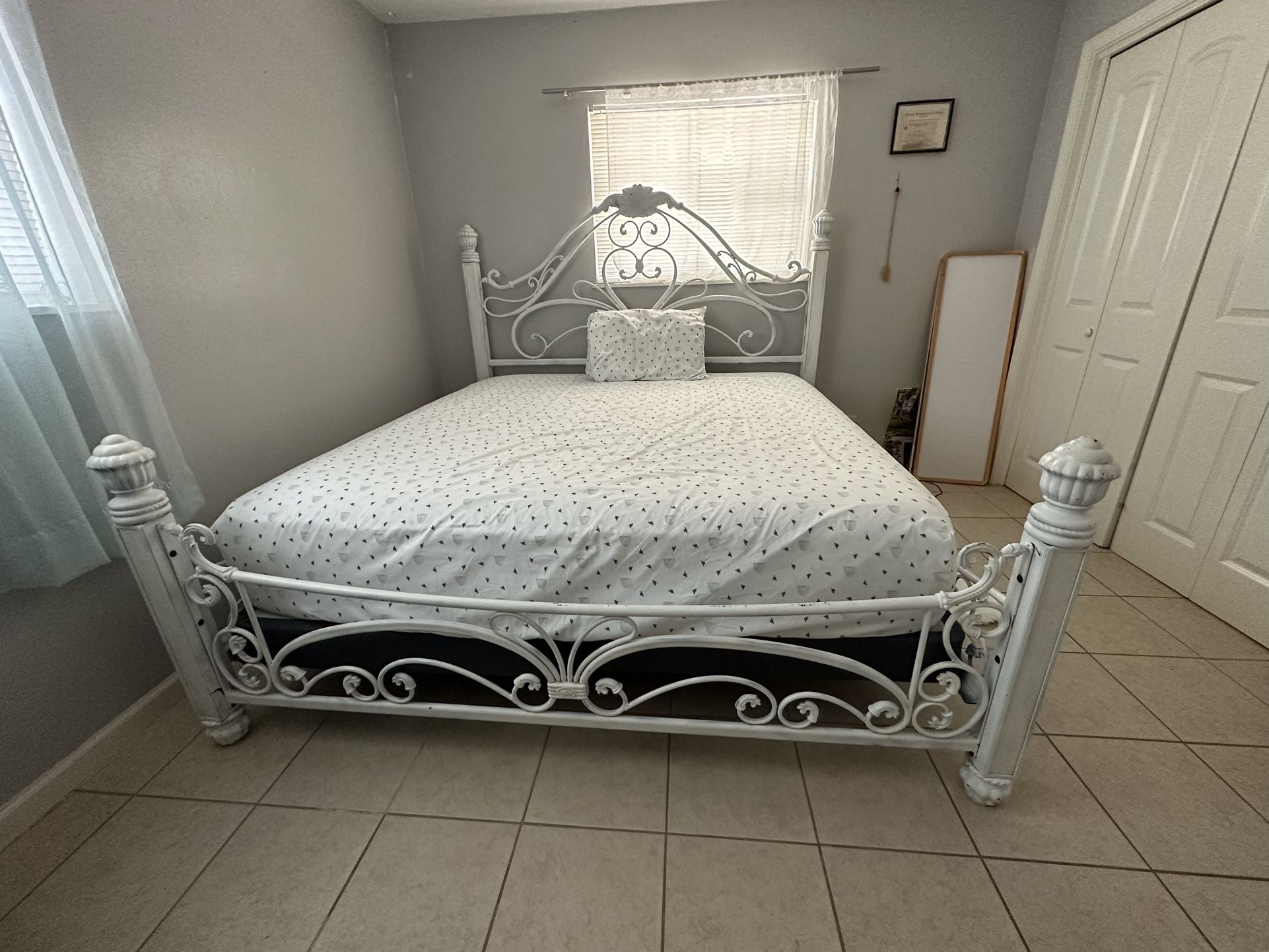 $400 King Size Bed Frame + Mattress + Box Springs