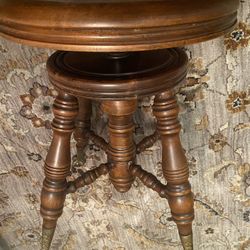 Vintage Piano Stool , Chas Parker Meriden Ct. Solid Mahogany 