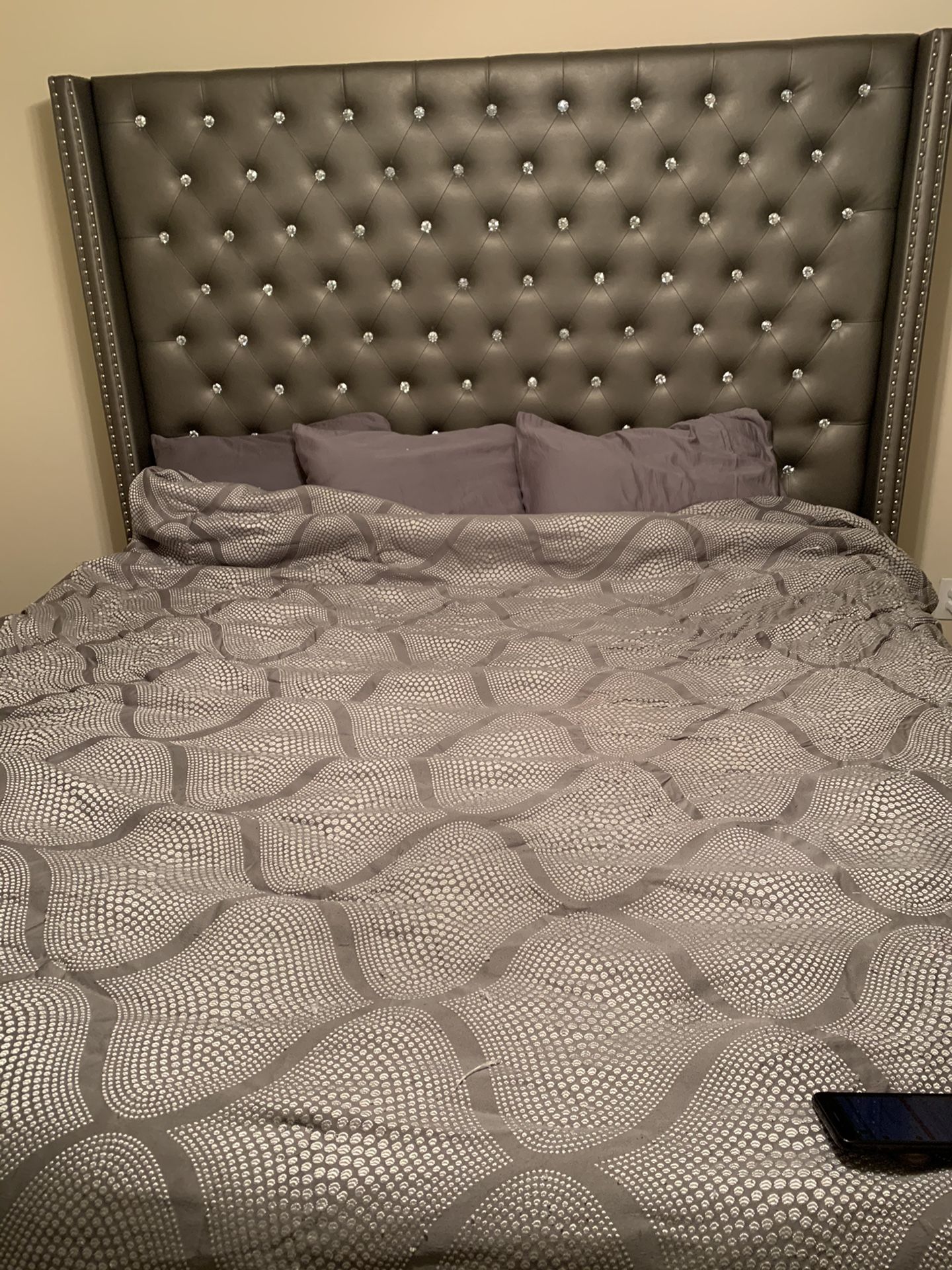 King Size Grey bed frame and headboard