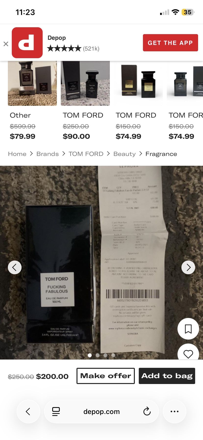 Tom Ford Fucking Fabulous 100ml $600 Retail With Receipt