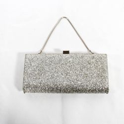 Vintage Late 1990s Early 2000s Y2k Glitter Silver Clutch Handbag