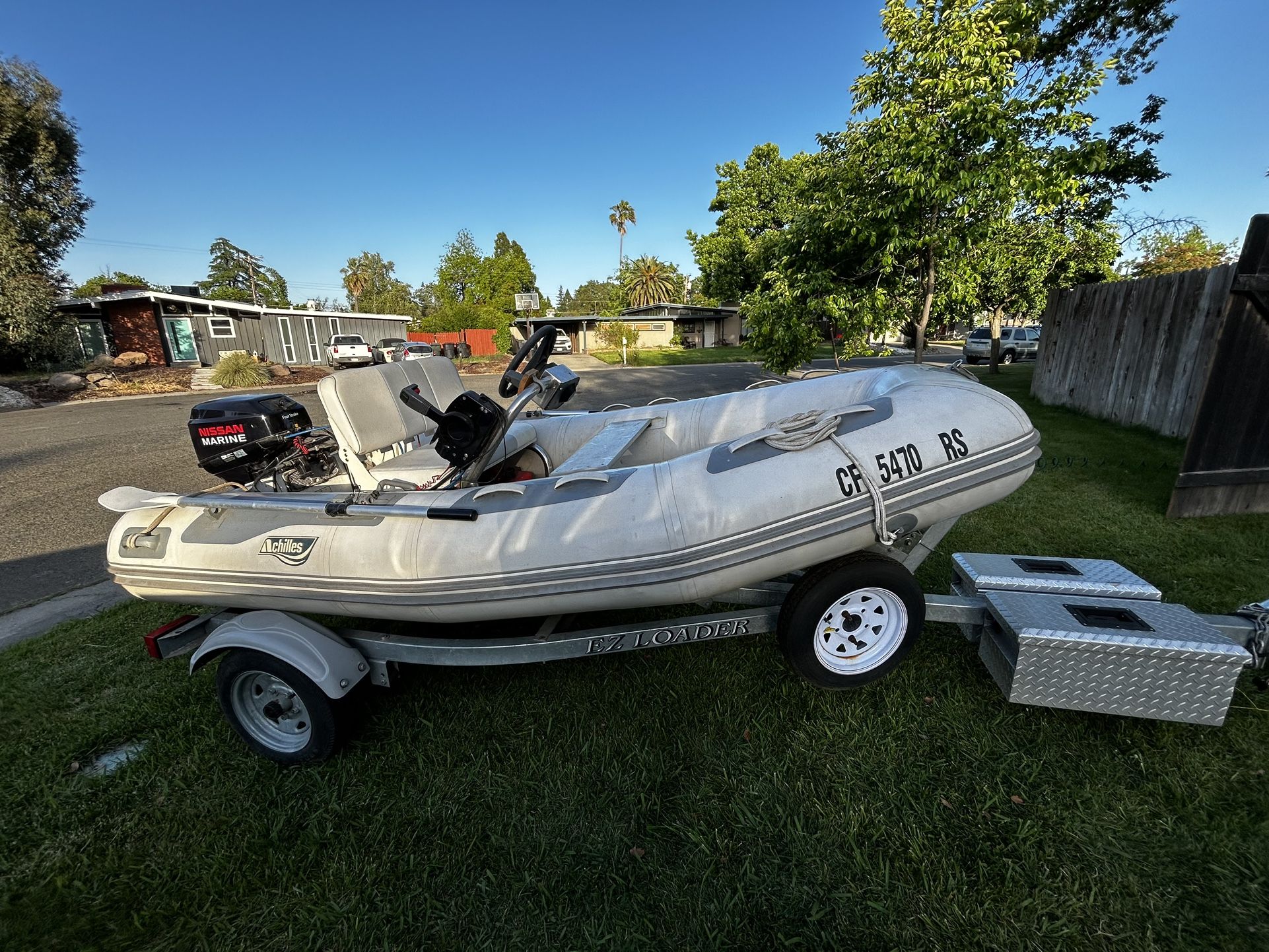 Achilles Inflatable Boats And Ez Loader Trailer 18HP Outboard