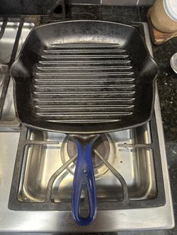 Le Creuset Enameled Cast Iron Signature Square Skillet Grill 10.25" BLUE L