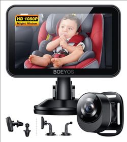 Baby Car Mirror - Baby Car Camera 4.3 inch HD 1080P - Rear Facing Car Baby Monitor