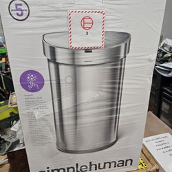 simplehuman 45L Semi-Round Liner Rim Motion Sensor Kitchen Trash Can S tainless Steel