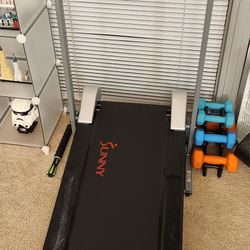 Sunny Health & Fitness SF-T1407M Foldable Manual Walking Treadmill, Gray