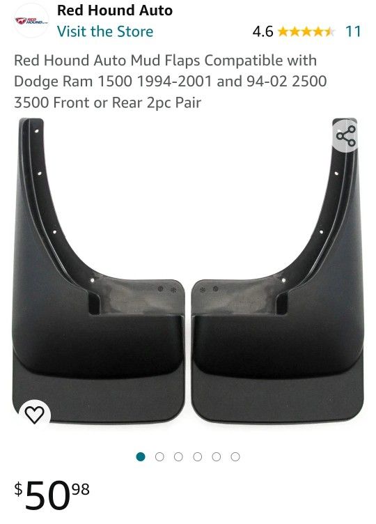 
Red Hound Auto Mud Flaps Compatible with Dodge Ram 1500 94-01 (2500, 3500 )Front or Rear 2pc Pair