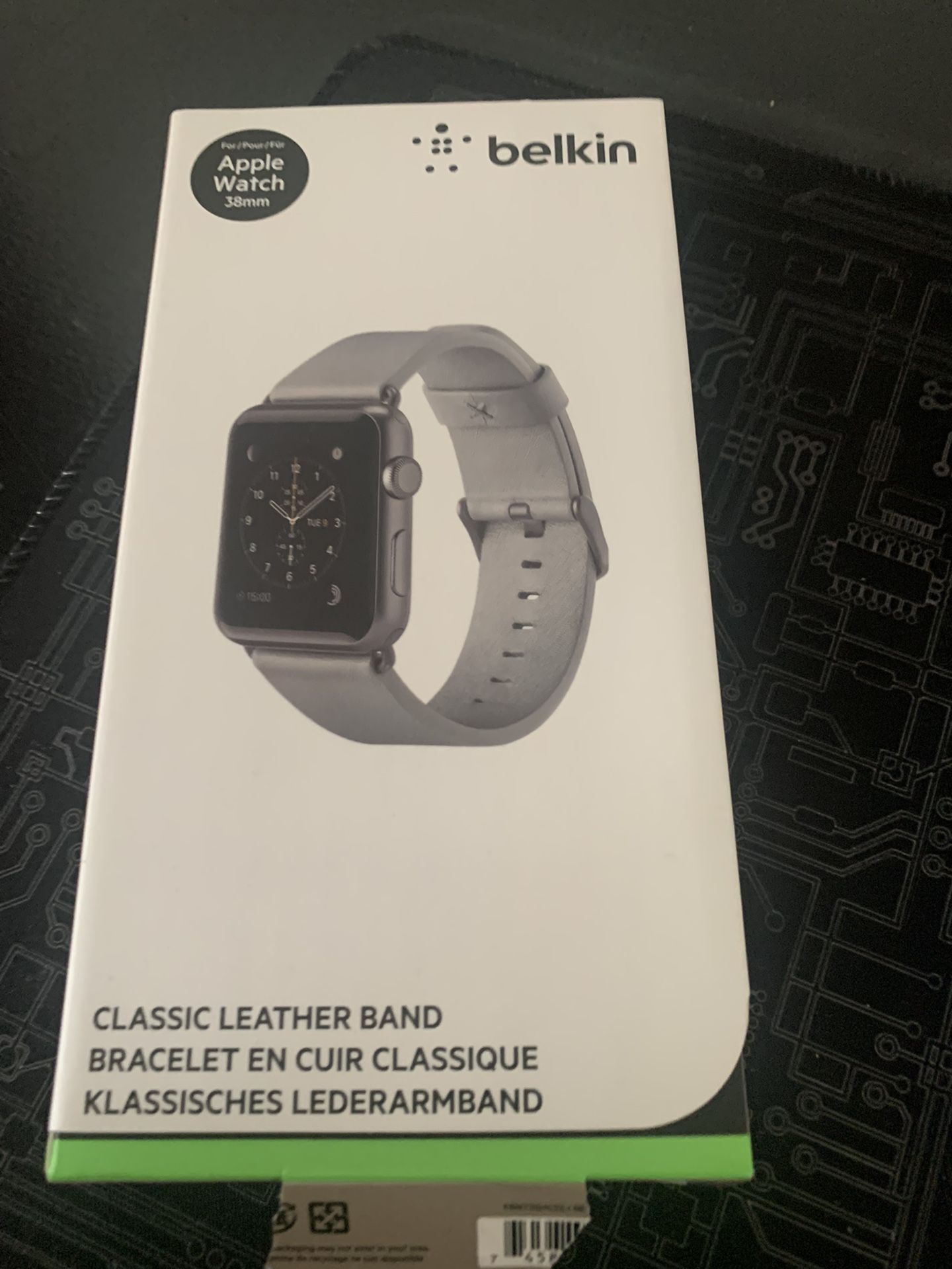 Grey Leather Belkin Appe Watch Band Size 38/40mm