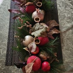 Festive christmas candle holder center piece for table
