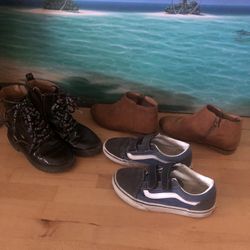 Girls Size 3 Vans + ‘Doc martens’ Size 2 + Cute Brown Suede Boots - All excellent condition… Must come to Huntington Beach. $10 for all. Must By All. 