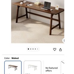 Solid Wood Writing Table - 72" W x 24" D Minimalist Long Computer Desk for Home Office, Work, Study, Creativity, and PC Workstation, Walnut