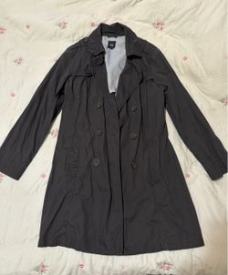 Gap Grey Double-Breasted Trench Coat, Size L
