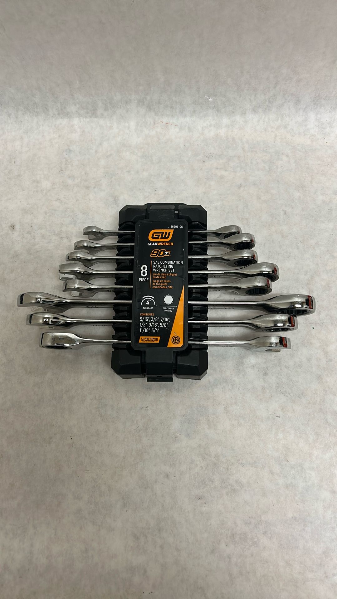 Gear Wrench 90 T SAE combination, ratchet, and wrench set eight piece