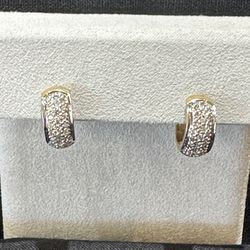 Stylish 14k Pavé  Diamond Huggie Earrings