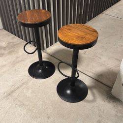 Industrial Wood & Metal Bar Stools (Set of 2)