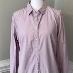 Like New, Women’s Button Down Dress Shirt in White and Purple Stripes from Jcrew (medium)