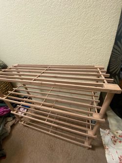Pink(paint washed) 3 tier wooden shoe rack