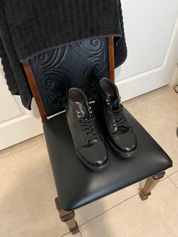 Black Leather Lace-Up Ankle Boots
