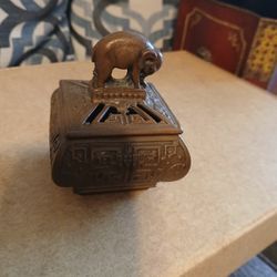 Vintage  Metal Asian Elephant  Incense  Burner