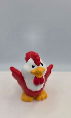 1997 Fisher Price Little People Farm Rooster Red White Chicken Hen Nativity Barn